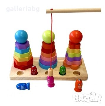 Игра 3в1, Pole Fishing, риболов и сортер, дърво