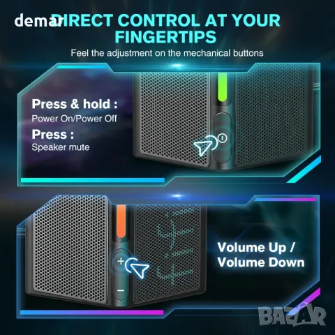 FIFINE RGB високоговорители за игри, кабелни, USB, с 3,5 mm Aux аудио кабел, Ampligame A20, снимка 7 - Тонколони - 48827999