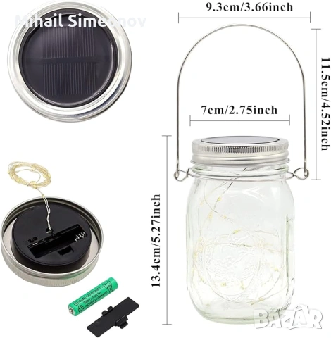 3 броя соларни градински лампи, 30 LED соларен висящ външен фенер, водоустойчиви лампи тип „Mason Ja, снимка 2 - Соларни лампи - 53288765