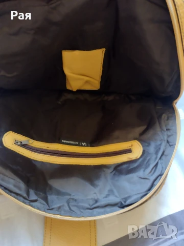 Дамска чанта , естествена кожа , цвят горчица LA Accessories, снимка 8 - Чанти - 50665339