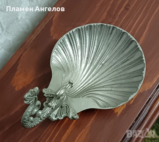 Месингов, бронзов съд, купа, пепелник със форма на мида, снимка 11 - Антикварни и старинни предмети - 53290052