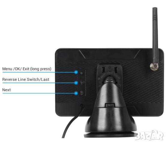 Безжична камера с монитор, за паркиране, бус, заден ход, кола, автобус, автомобил, задно виждане 12V, снимка 9 - Аксесоари и консумативи - 52006244