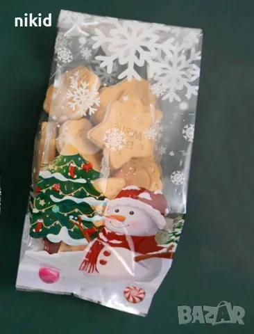 20 бр Снежен човек Коледни прозрачни подаръчни торбички опаковъчни пликчета за дребни сладки , снимка 4 - Други - 48264603