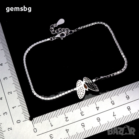 Сребърна гривна с естествен опал и цирконий, снимка 3 - Гривни - 51958214