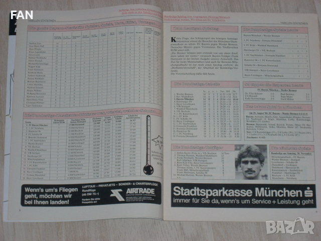 Оригинална футболна програма на Байерн Мюнхен срещу Вердер Бремен от 1985 г., снимка 2 - Фен артикули - 23852351