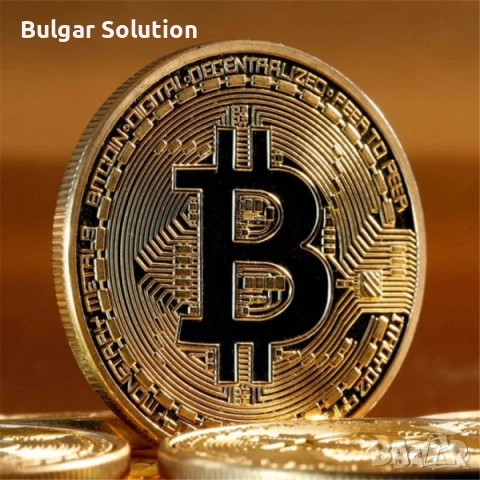 🌐💰🏵️Позлатена crypto Bitcoin монета в трофейна кутия (trophy case), снимка 3 - Нумизматика и бонистика - 52598196