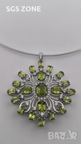 Сребърна Висулка от Тайланд с Перидот, снимка 2 - Колиета, медальони, синджири - 49750365