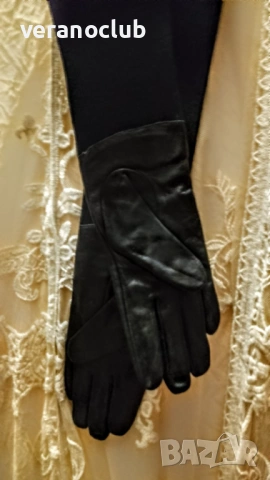 Дълги ръкавици Естествена Кожа Дамски, снимка 4 - Шапки - 23743270