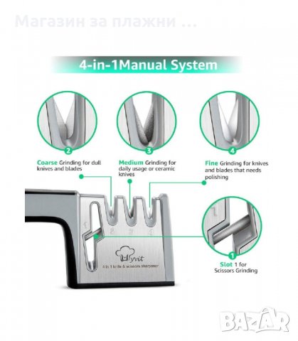 4 В 1 ТОЧИЛО ЗА НОЖОВЕ И НОЖИЦИ - код 4-в-1, снимка 3 - Аксесоари за кухня - 34192610