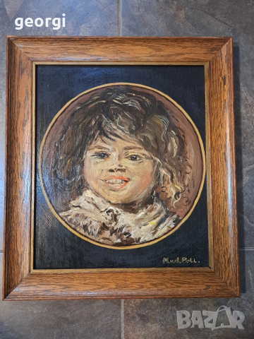авторска картина "Усмихнато момче" маслени бои върху дървена основа , снимка 2 - Картини - 53035820