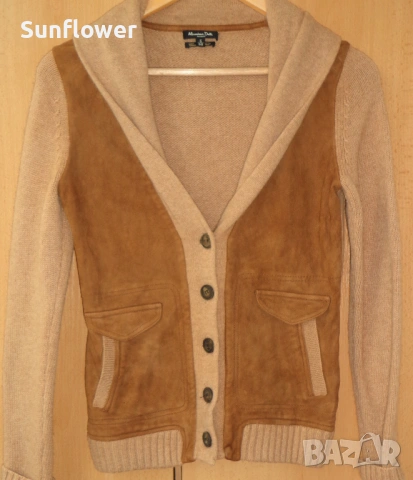 Жилетка Massimo Dutti от бежова камилска вълна и велур, размер S 