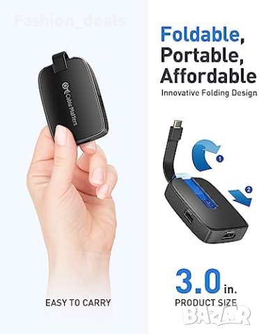 Нов Преносим USB C Хъб HDMI 4K 60Hz PD 100W зареждане, снимка 5 - Друга електроника - 41585848