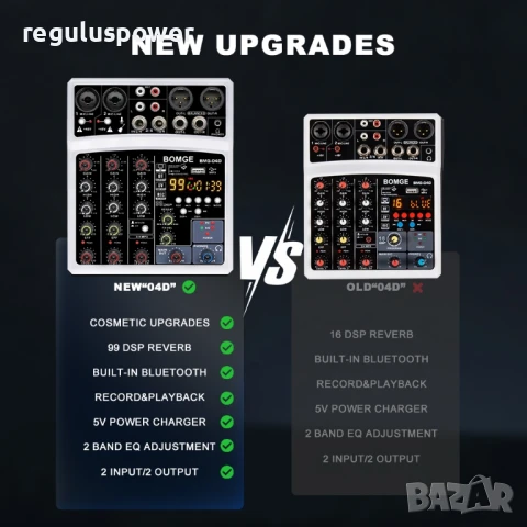 Смесителен пулт BMG-04D DSP99 UPGRADE, DJ Mixer, Bluetooth USB Player, EQ 2 Band,, снимка 10 - Аудиосистеми - 51149624