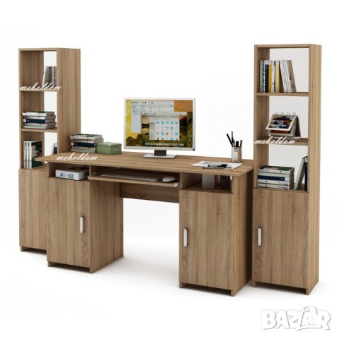 Бюро 143см. с 2 врати,клавиатура и 2 етажерки с плавни врати(код-0916), снимка 2 - Бюра - 41080092