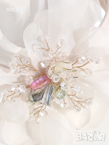 Диадема с голямо цвете в екрю или коралово, вдъхновена от Petite Fleur, снимка 6 - Аксесоари за коса - 45002213