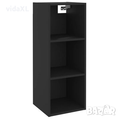 vidaXL Стенен шкаф, Черен, 34,5x32,5x90 см, инженерно дърво, снимка 1
