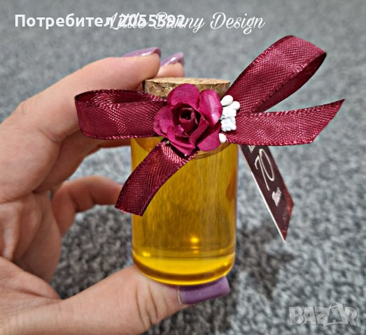 Шишенца с коркова тапа напълнени с мед и декорирани с сатенена лента и цветя, снимка 5 - Подаръци за рожден ден - 42437641