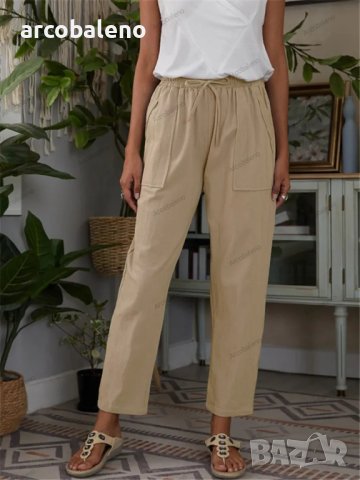 Дамски едноцветни панталони с връзки, 5цвята, снимка 2 - Панталони - 41750873