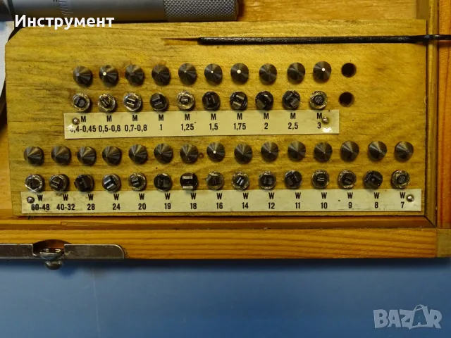 Микрометричен резбомер DDR VEB Suhl M-W Thread Мicrometer 0-25mm, снимка 3 - Други инструменти - 55751498