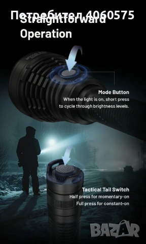 Мощен фенер NITECORE MH40 PRO, 3500 лумена, 1300 метра, снимка 6 - Къмпинг осветление - 53708208