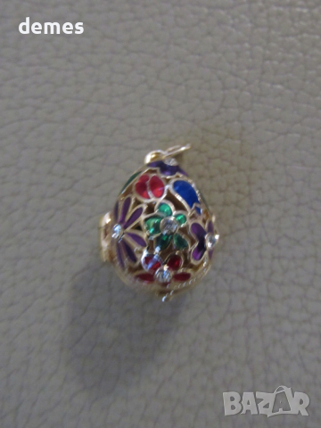 Фино дамско колие с висулка- Яйце Фаберже, ново, снимка 2 - Колиета, медальони, синджири - 53089438