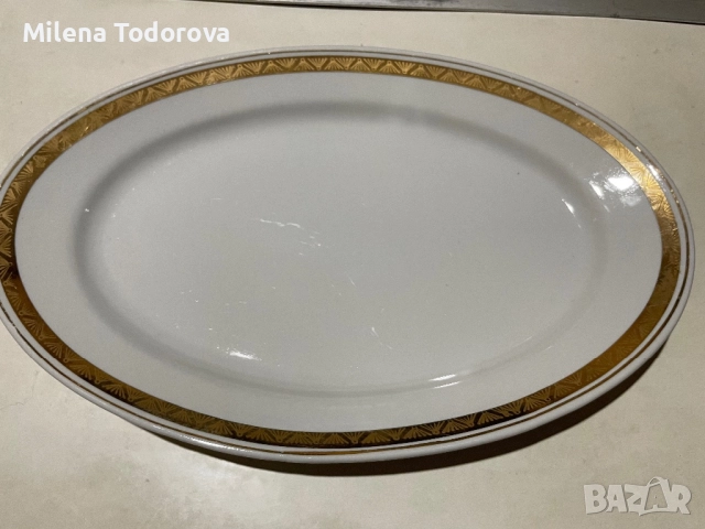  Голямо елипсовидно, порцеланово плато с маркировка