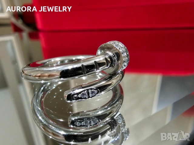 CARTIER Nail Juste un Clou Classic Silver Diamonds Пръстен Пирон, снимка 2 - Пръстени - 52905432