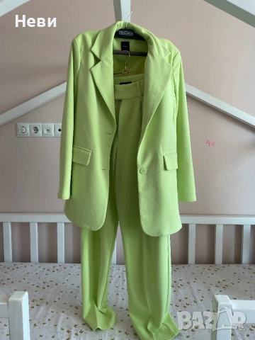 Sinsay комплект сако XXS и панталон XS в цвят лайм