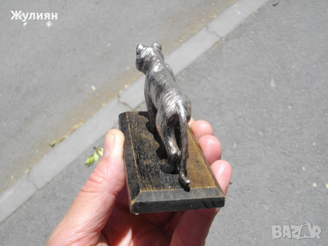 СТАРА МЕТАЛНА ПОСРЕБРЕНА ФИГУРА СТАТУЕТКА ТИГЪР , снимка 6 - Антикварни и старинни предмети - 50892582