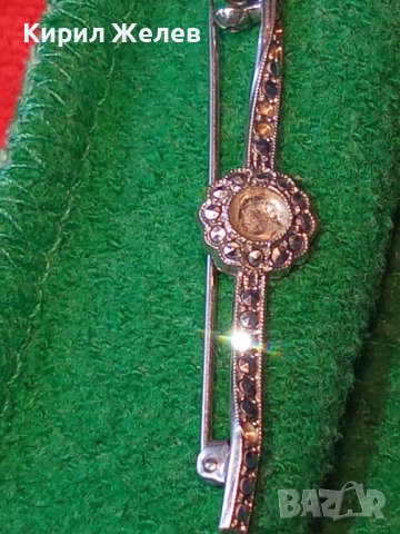 СТАРА СКЪПОЦЕННА СРЕБЪРНА АРТ ДЕКО БРОШКА СРЕБРО 835 с МАРКАЗИТИ МАЙСТОРСКА ИЗРАБОТКА 25797, снимка 17 - Антикварни и старинни предмети - 35805721