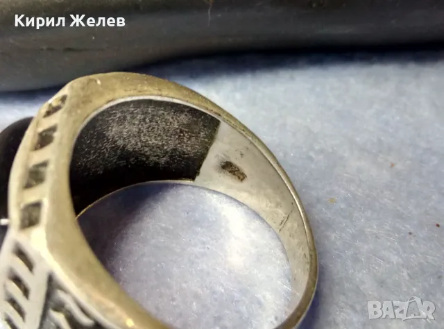 СТИЛНО ОРНАМЕНТИРАН СКЪПОЦЕНЕН СРЕБЪРЕН ПРЪСТЕН ЛАКИРАНО СРЕБРО 925 с ШЛИФОВАН ЧЕРЕН ОНИКС 49305, снимка 10 - Пръстени - 49366063