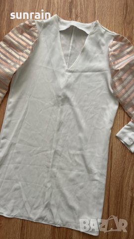 бяла рокля с интересни ръкави буфан, снимка 2 - Рокли - 41325350