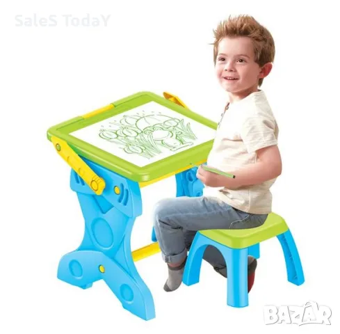 Детска маса и столче за рисуване, Детски чин, дъска със светлина, снимка 2 - Рисуване и оцветяване - 44906251