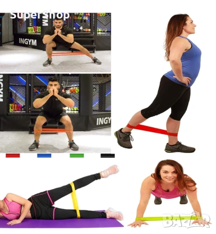 Фитнес ластици за тренировка спорт йога пилатес 5 бр с различен опън, снимка 4 - Фитнес уреди - 50893627