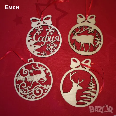 дървени коледни фигурки -елен,пингвин,елхи,3д топки, снимка 13 - Декорация за дома - 47886742