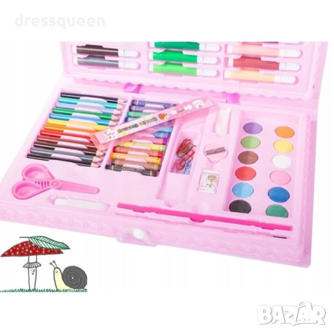 4731 Пълен комплект за рисуване 86 части – Акварели и цветни моливи в куфарче за момичета, снимка 8 - Рисуване и оцветяване - 53779352