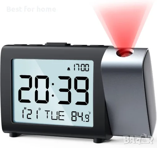 Цифров будилник с червена проекция и голям LCD екран
