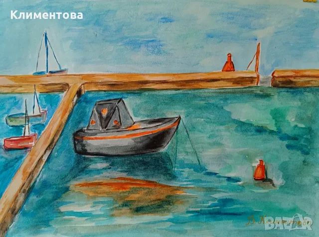 Картина "Черната лодка", снимка 5 - Картини - 56322639