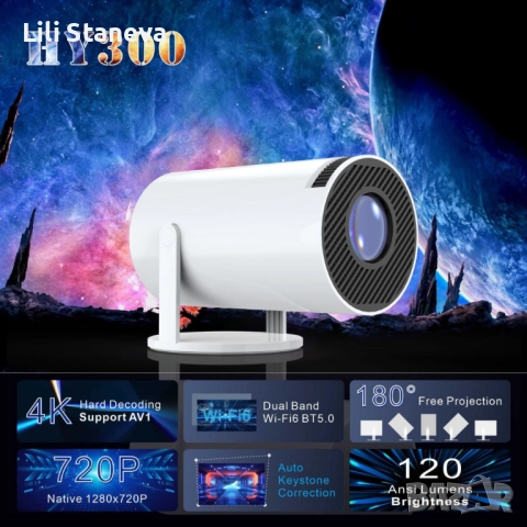 Преносим мини проектор,Android 11,HDMI връзка,USB,AV, Audio jack3.5mm,ротация на 180 градуса. , снимка 16 - Друга електроника - 51772423