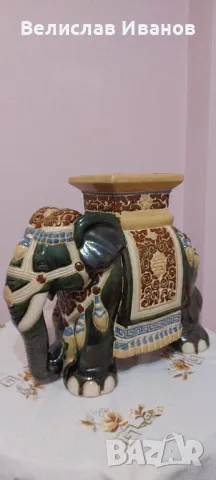 Стар антикварен керамичен слон. Индийски винтидж., снимка 4 - Колекции - 49339349