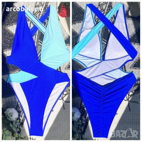 Дамски двуцветен бански костюм от една част, 5цвята, снимка 5 - Бански костюми - 40634279