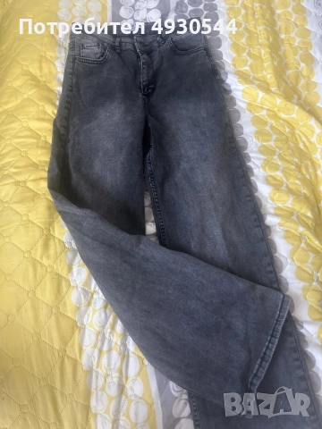 Дамски сиви / графитени дънки с широк крачол (wide leg), снимка 2 - Дънки - 55961254