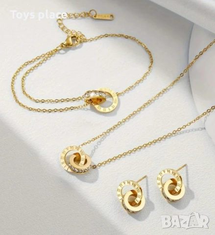 Нов Красив комплект 3 части - колие + гривна + обеци