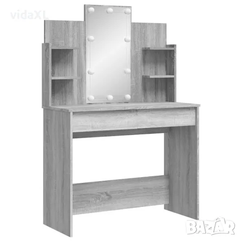 vidaXL Тоалетка с LED лампи, сив сонома, 96x40x142 см, снимка 3 - Тоалетки - 56148092