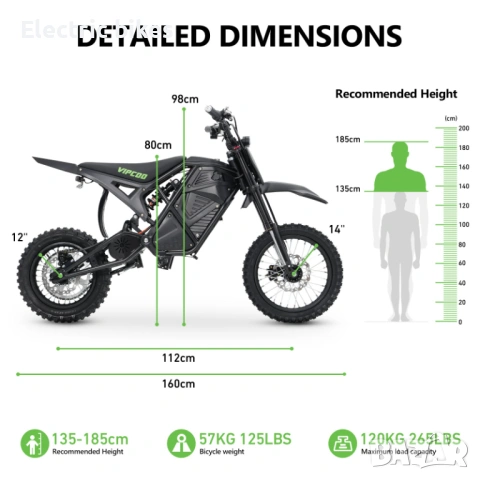 Електрически кросов велосипед VIPCOO H3 3500W 48V 23Ah до 60 км/ч, снимка 10 - Велосипеди - 53853905