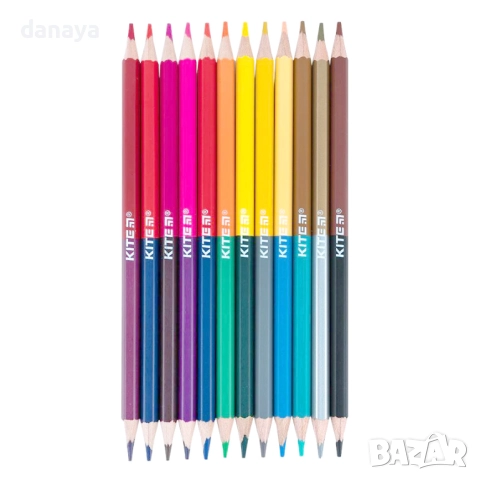 6021 Двустранни цветни моливи Kite 12/24 цвята, снимка 2 - Ученически пособия, канцеларски материали - 51729111
