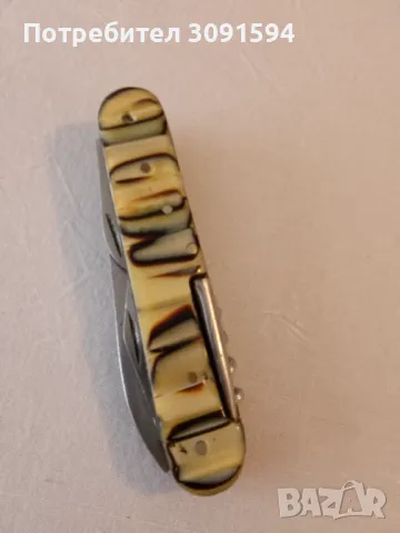 Старо   колекционерско туристическо ножче многоцветен седеф- 9 см във перфектно състояние , снимка 7 - Ножове - 50127150