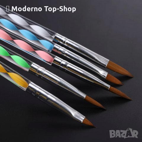 Четки за акрил комплект 5 броя / избутвач за кожички, снимка 13 - Продукти за маникюр - 34717787