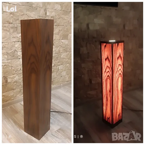 Дървена лампа със скрит LED – арт декор