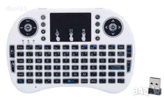 Rii I8 2.4 GHz Мини безжична клавиатура с подсветка и тъчпад Бяла/Черна, снимка 4 - Клавиатури и мишки - 39906974